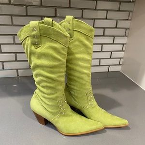 Bright Green Bakers Boots size6